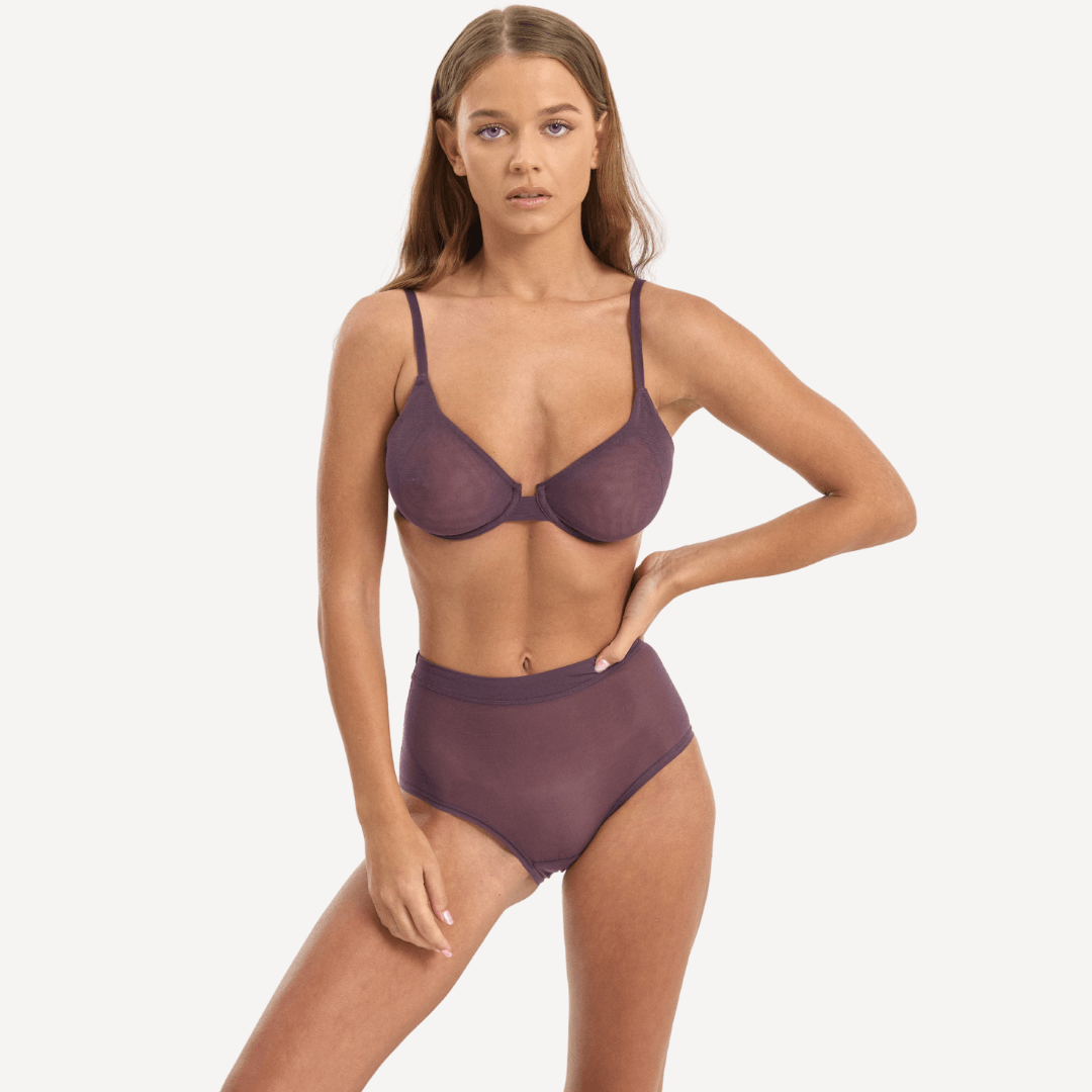 HIGH WAISTED BRIEF IN WHITE MESH main image 1